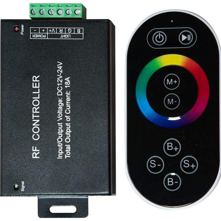 Контроллер к LED ленте RGB 12-24v с сенсорным черным ПДУ Контроллер к LED ленте RGB 12-24v с сенсорным черным ПДУ
