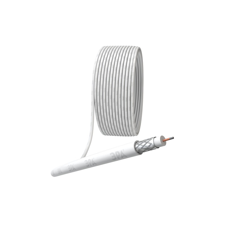 Кабель коаксиальный RG-6U 75 Ом CCS/(оплётка Al 32%) PVC белый 100м SIMPLE