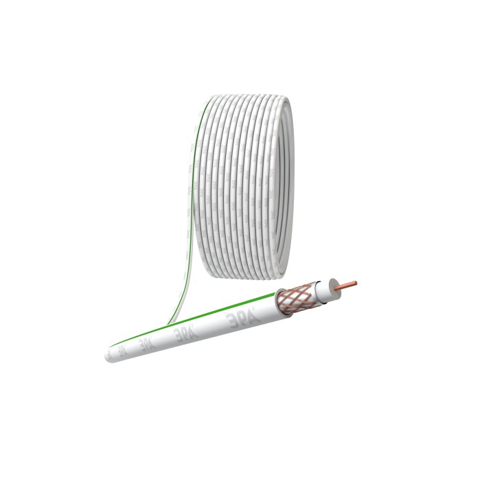 Кабель коаксиальный SAT 703 B 75 Ом Cu/(оплётка Cu 75%) PVC цвет белый 100 м Кабель коаксиальный SAT 703 B 75 Ом Cu/(оплётка Cu 75%) PVC цвет белый 100 м