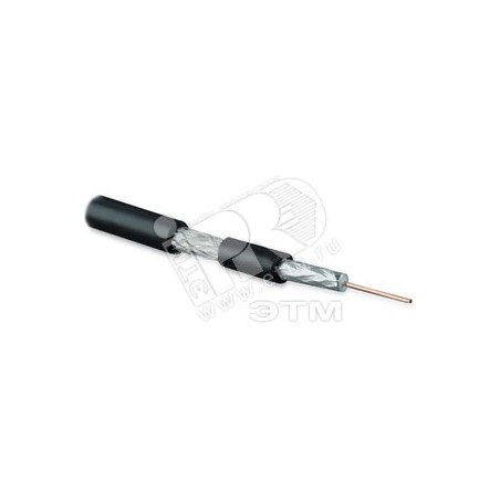 Hyperline COAX-SAT703N-BK-100 Кабель коаксиальный SAT703N, 75 Ом, жила - 17 AWG (1.13 mm, медь,solid), экран - фольга+оплетка (л