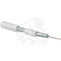 Hyperline COAX-SAT703N-WH-500 Кабель коаксиальный SAT703N, 75 Ом, жила - 17 AWG (1.13 mm, медь,solid), экран - фольга+оплетка (л