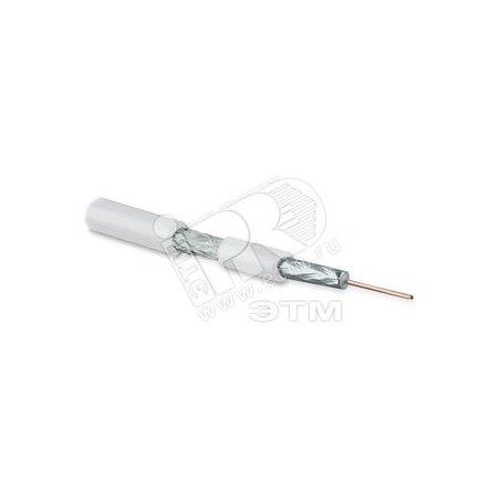 Hyperline COAX-SAT703N-WH-500 Кабель коаксиальный SAT703N, 75 Ом, жила - 17 AWG (1.13 mm, медь,solid), экран - фольга+оплетка (л