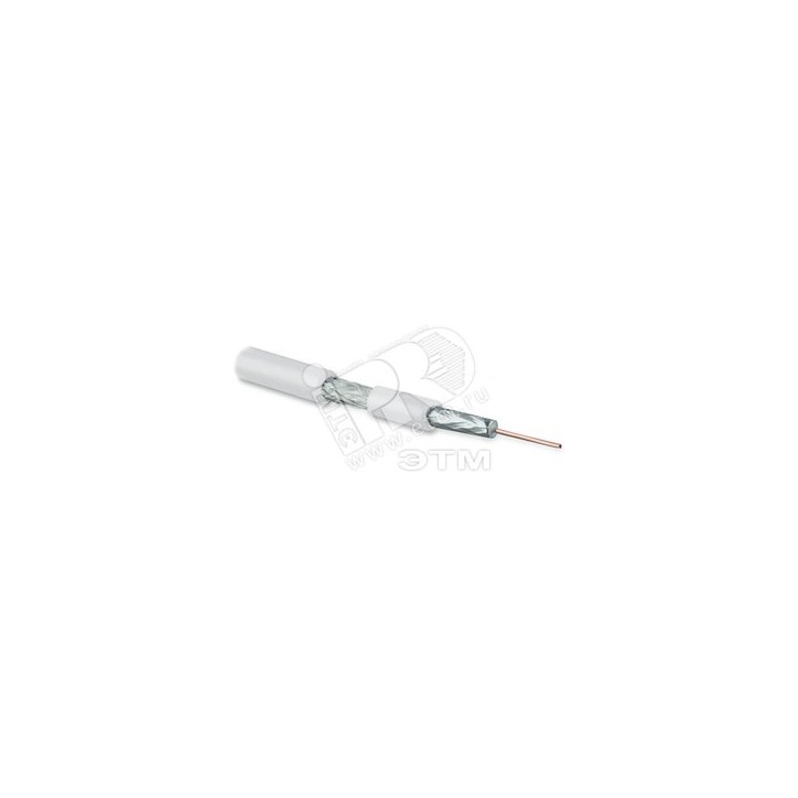 Hyperline COAX-SAT703N-WH-500 Кабель коаксиальный SAT703N, 75 Ом, жила - 17 AWG (1.13 mm, медь,solid), экран - фольга+оплетка (л