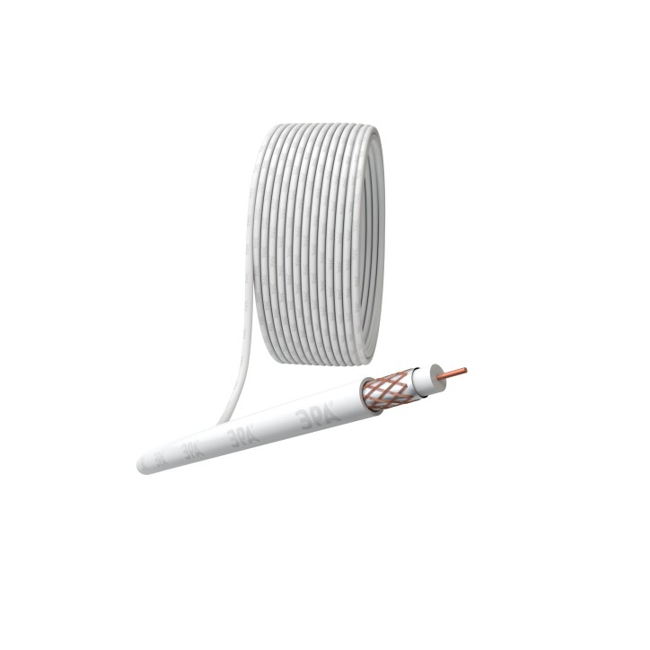 Кабель коаксиальный RG-6U 75 Ом Cu/(оплётка Cu 64%) PVC цвет белый бухта 100 м Кабель коаксиальный RG-6U 75 Ом Cu/(оплётка Cu 64%) PVC цвет белый бухта 100 м