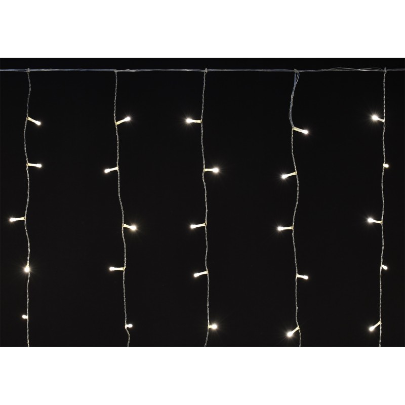 LIGHTING Гирлянда занавес 2х2м 240 светодиодов теплый белый свет IP44 прозрачный шнур 3м 230В транзи