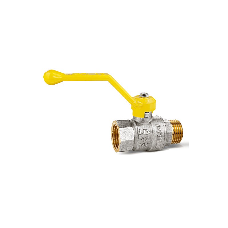 Кран шаровый латунный никелированный 11б27п Ду15 Ру40 (1/2') ВР/НР рычаг GAS