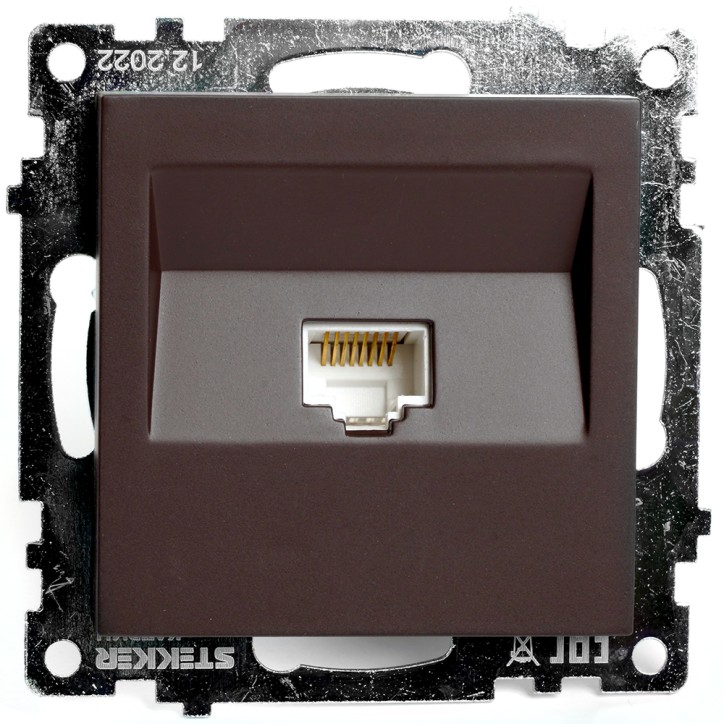 Розетка компьютерная одноместная RJ-45 (механизм), серия Катрин, шоколад Stekker Розетка компьютерная одноместная RJ-45 (механизм), серия Катрин, шоколад Stekker