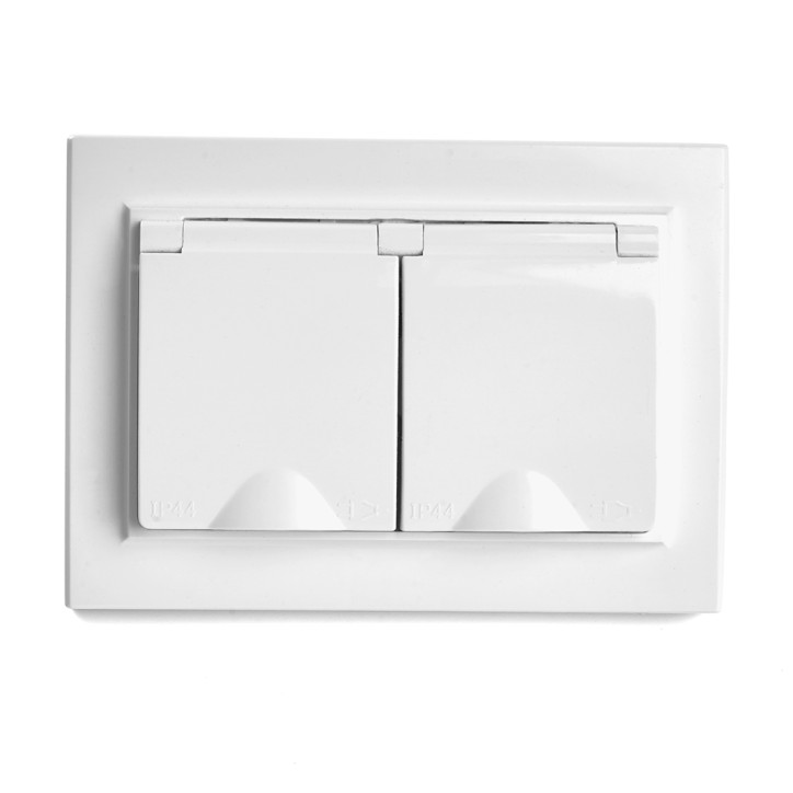 Розетка двухместная с/з с крышкой, 250В, 16А серия Эрна, белый Stekker Розетка двухместная с/з с крышкой, 250В, 16А серия Эрна, белый Stekker