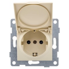 GUSI Ugra механизм розетки одинарной с заземлением с защитной шторкой и крышкой, в комплекте с кожухом IP44 К502, скрытая устано