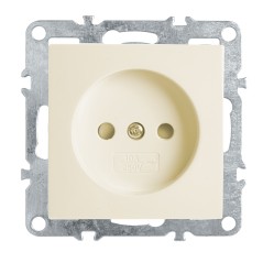 Розетка одноместная (механизм) б/з,с защитной шторкой,250В, 10А, серия Эрна, слоновая кость Stekker