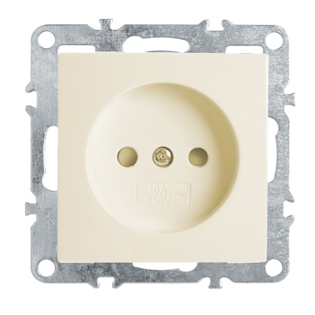 Розетка одноместная (механизм) б/з,с защитной шторкой,250В, 10А, серия Эрна, слоновая кость Stekker