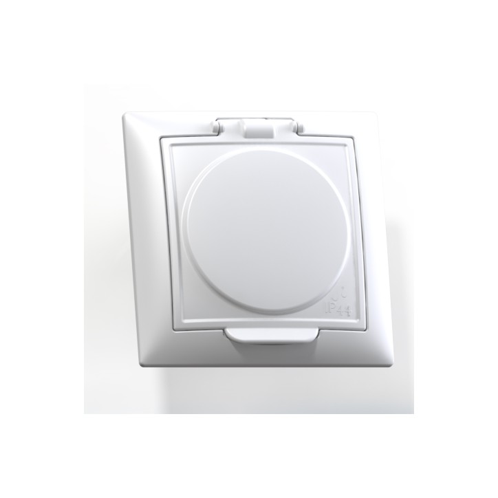 СЕЛЕНА Розетка скрытой установки одноместная с заземляющим контактом, защитной шторкой, крышкой, брызгозащищенная(IP44) РС16-426