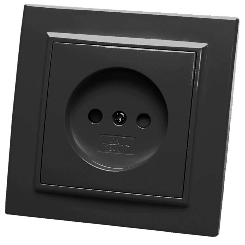 Розетка одноместная б/з,250В, 10А, серия Эрна, черный Stekker