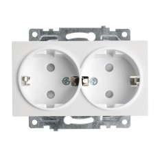 Розетка 2-местная с защитной шторкой (механизм) с/з , 250В, 16А, серия Катрин, GLS16-7114-01, белый