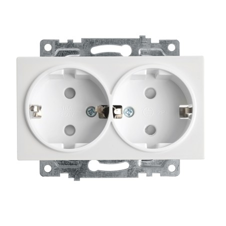 Розетка 2-местная с защитной шторкой (механизм) с/з , 250В, 16А, серия Катрин, GLS16-7114-01, белый