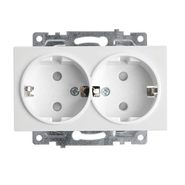 Розетка 2-местная с защитной шторкой (механизм) с/з , 250В, 16А, серия Катрин, GLS16-7114-01, белый Розетка 2-местная с защитной шторкой (механизм) с/з , 250В, 16А, серия Катрин, GLS16-7114-01, белый