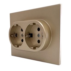 GUSI Ugra механизм розетки двойной с заземлением с защитной шторкой, скрытая установка, 16А, 250В. Цвет шампань