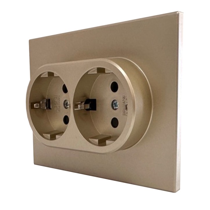GUSI Ugra механизм розетки двойной с заземлением с защитной шторкой, скрытая установка, 16А, 250В. Цвет шампань GUSI Ugra механизм розетки двойной с заземлением с защитной шторкой, скрытая установка, 16А, 250В. Цвет шампань