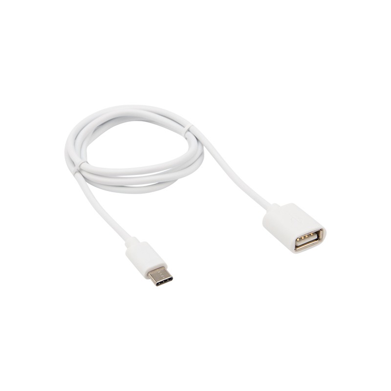 Кабель OTG Type C на USB, 2,4A, PVC, white, 1m REXANT 18-1180