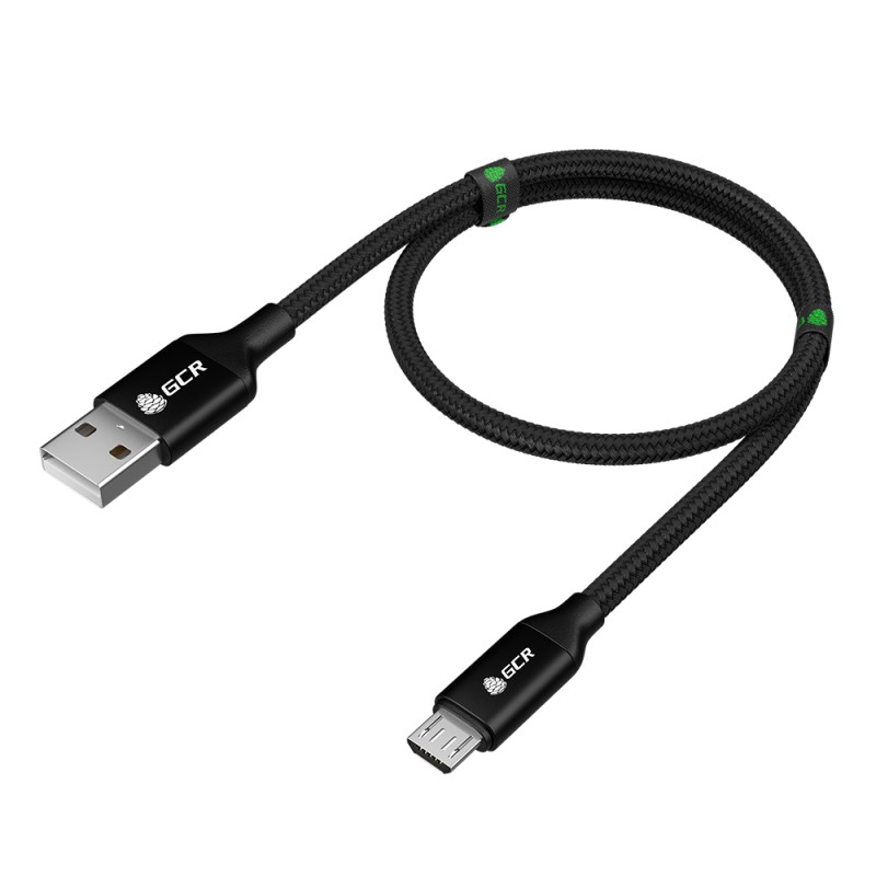 Кабель Micro USB, 1 м., AL черный нейлон, быстрая зарядка, GCR-52475