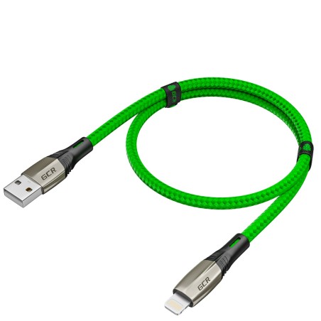 Кабель USB AM на Lightning, 1.2 м., зеленый нейлон, быстрая зарядка, GCR-52784