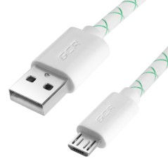 Кабель Micro USB, 0.5 м., белый-зеленый, быстрая зарядка, GCR-UA9MCB3-BD-0.5m