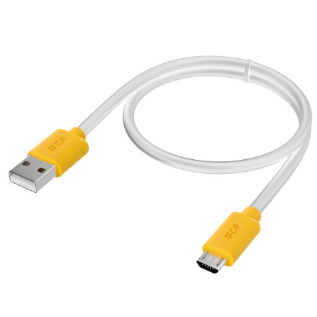 Кабель Micro USB, 0.5 м., белый-желтый, быстрая зарядка, GCR-53220