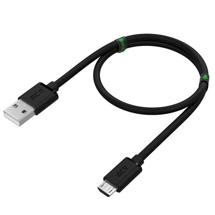 Кабель Micro USB, 0.3 м., черный, быстрая зарядка, GCR-53609