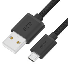 Кабель Micro USB, 1 м., черный нейлон, быстрая зарядка 3A, GCR-54085