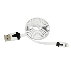 Кабель USB-Lightning для iPhone, PVC, flat, white, 1m REXANT 18-1974