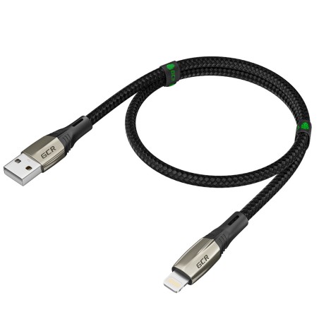 Кабель USB AM на Lightning, 1.7 м., черный нейлон, быстрая зарядка, GCR-52003