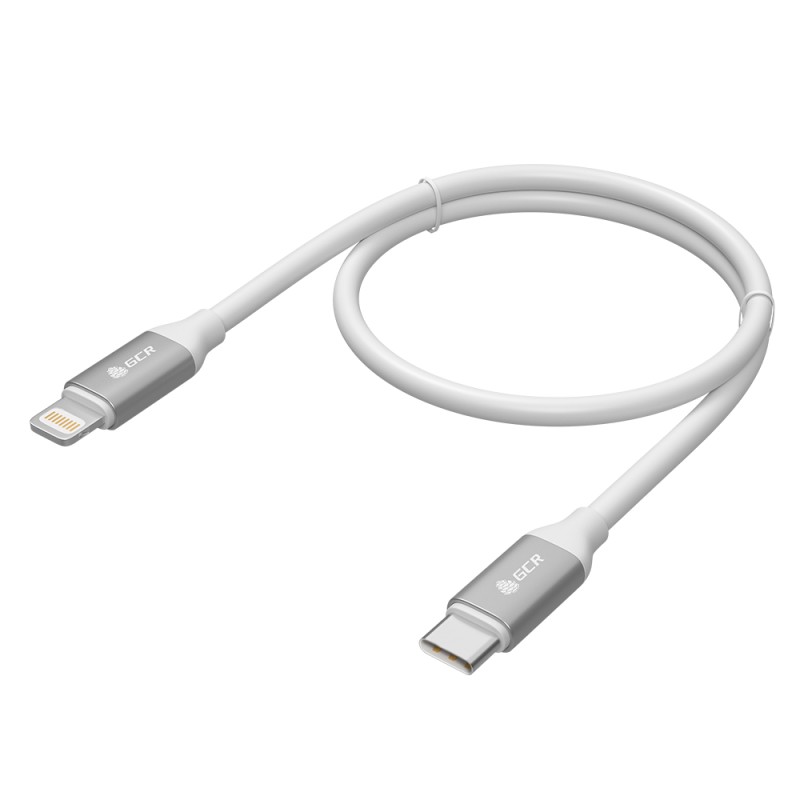 Кабель USB Type C на Lightning, 0.5 м., белый силикон, быстрая зарядка, GCR-52359