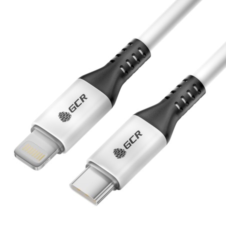 Кабель USB Type C на Lightning, 1.2 м., белый-черный, быстрая зарядка, GCR-53186