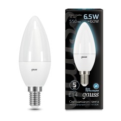 Лампа светодиодная LED 6.5 Вт 550 лм 4100К свеча нейтральный E14 AC 220В Black Gauss