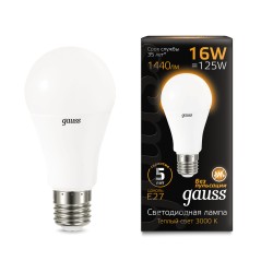 Лампа светодиодная LED 16 Вт 1440 лм 3000К А60 груша теплый E27 AC 220В Black Gauss