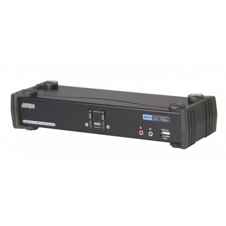 Переключатель, электрон., KVM+Audio+USB 2.0, 1 user USB+DVI -» 2 cpu USB+DVI, со шнурами USB 4х1.8м., 2560x1600 60Hz DVI-D Dual 