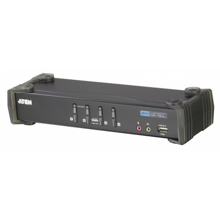 Переключатель, электрон., KVM+Audio+USB 2.0, 1 user USB+DVI -» 4 cpu USB+DVI, со шнурами USB 4х1.8м., 2560x1600 60Hz DVI-D Dual 