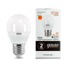 Лампа светодиодная LED 10 Вт 710 лм 3000К шар P45 теплый E27 AC 220В Elementary Gauss