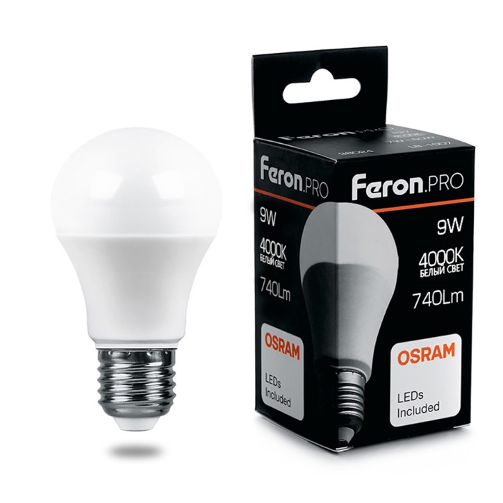 Лампа светодиодная LED 9вт Е27 белый Feron.PRO Лампа светодиодная LED 9вт Е27 белый Feron.PRO