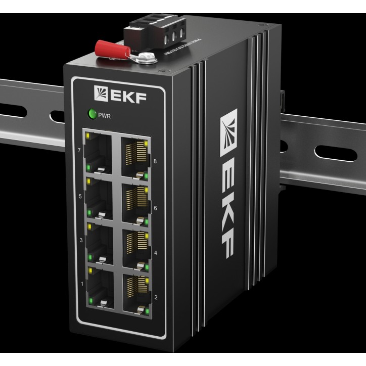 Коммутатор промышленный неуправляемый U-8T, 8 портов 10/100Base-T(X) RJ45, монтаж на динрейку TSX EKF