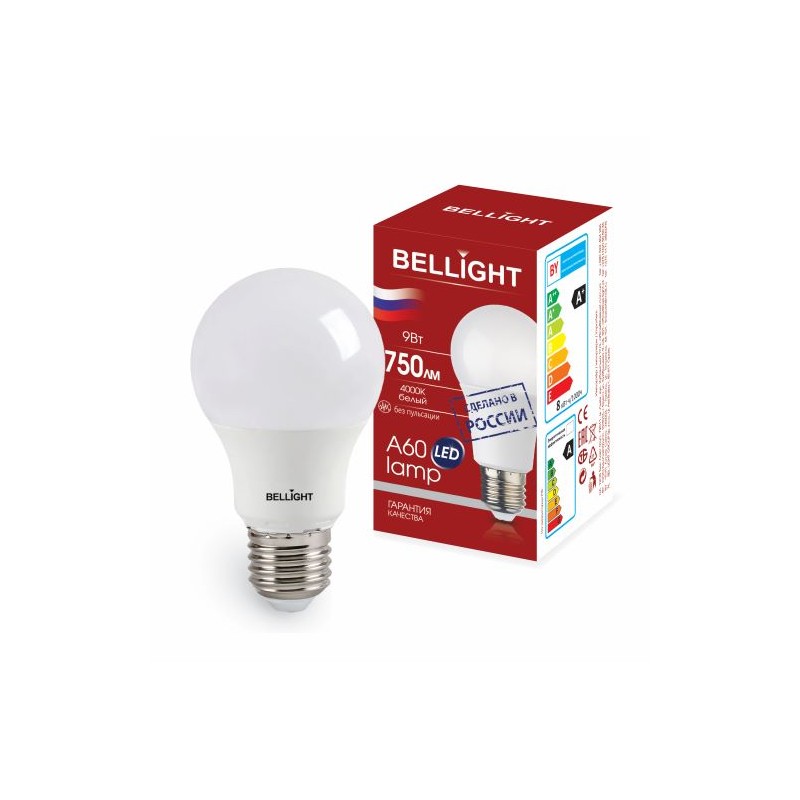 Лампа светодиодная LED 9Вт Е27 220 4000К 750Лм Bellight