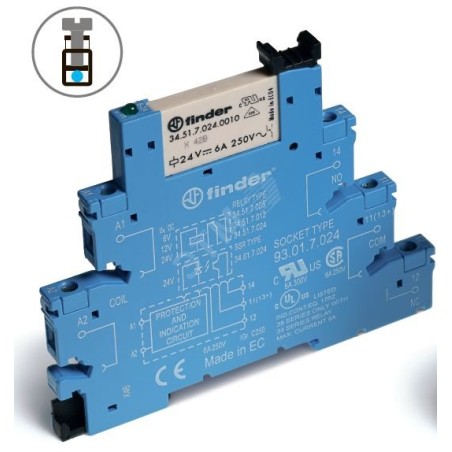 Модуль интерфейсный (сборка 34.51.7.024.0010 + 93.01.0.024), электромеханическое реле, 1CO 6A, контакты AgNi, питание 24В AC/DC,