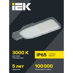 Светильник LED ДКУ 1004-100Ш 3000К IP65 серый IEK