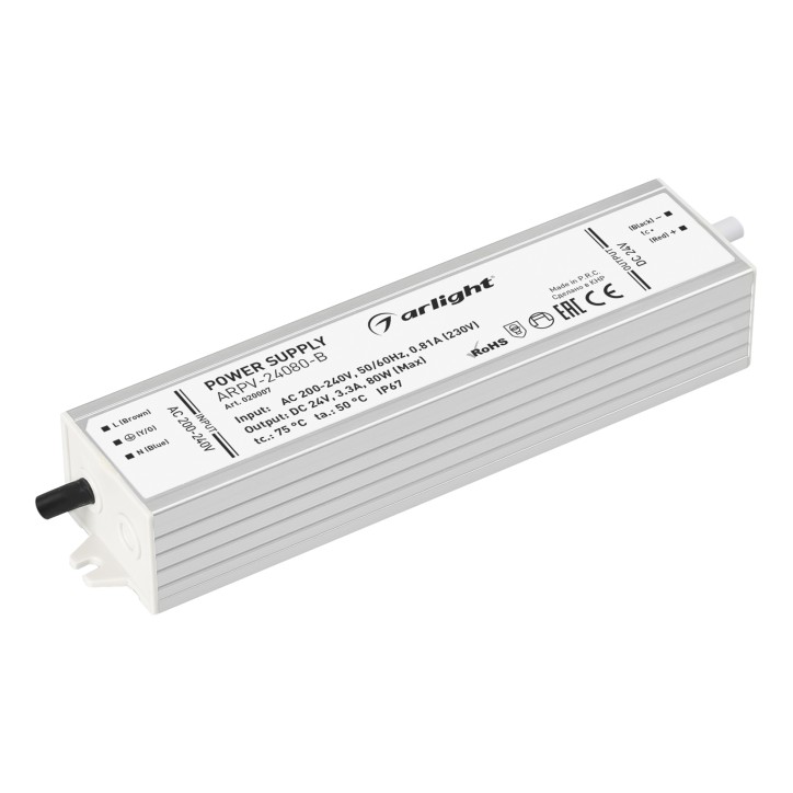 Блок питания ARPV-24080-B (24V, 3.3A, 80W) (ARL, IP67 Металл, 3 года)