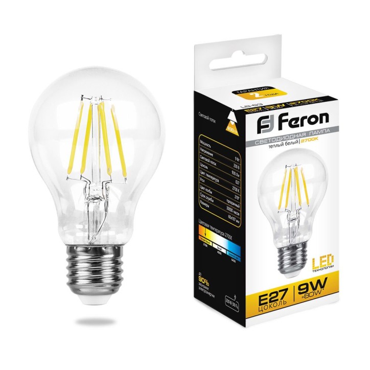 Лампа светодиодная LED 9вт Е27 теплый FILAMENT Лампа светодиодная LED 9вт Е27 теплый FILAMENT