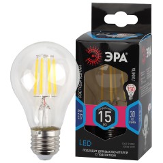 Лампа светодиодная F-LED A60-15W-840-E27 (филамент, груша, 15Вт, нейтр, Е27) (10/100/1500)