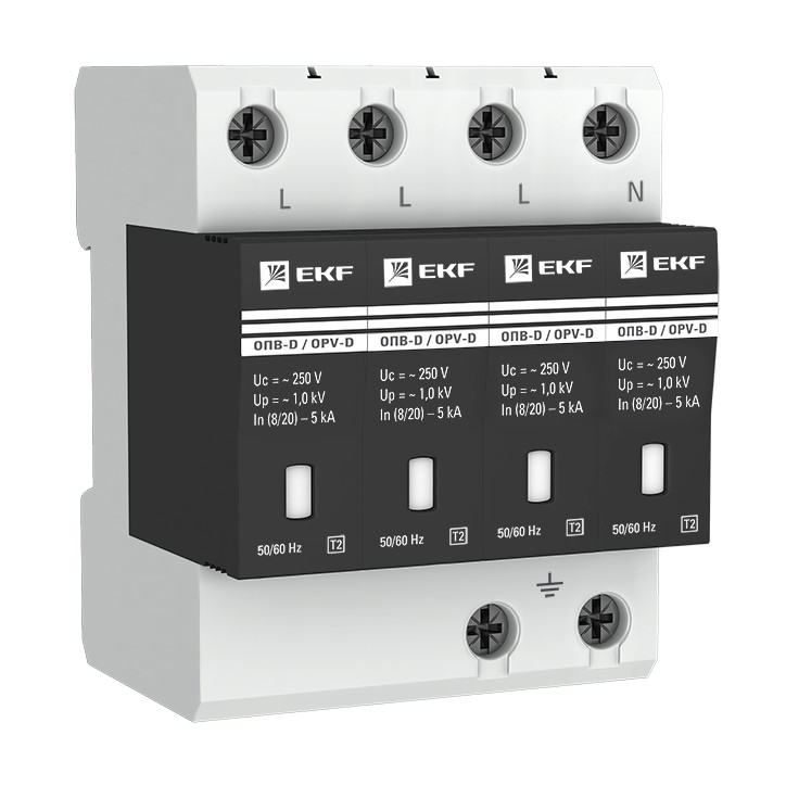 Ограничитель импульсных напряжений серии ОПВ-D/4P In 5кА 230В (с сигнализацией) EKF PROxima