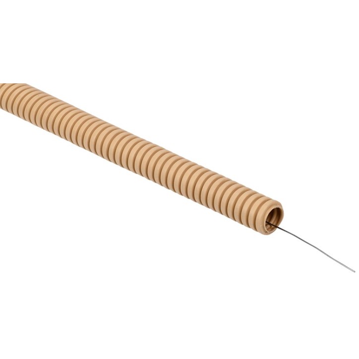 ELASTA Труба гофрированная ПВХ d-20мм с зондом сосна (25м) IEK ELASTA Труба гофрированная ПВХ d-20мм с зондом сосна (25м) IEK