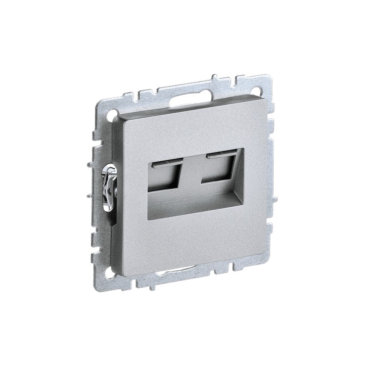 BRITE Розетка компьютерная двойная RJ45 кат.6 РК11-2-БрА алюминий IEK BRITE Розетка компьютерная двойная RJ45 кат.6 РК11-2-БрА алюминий IEK