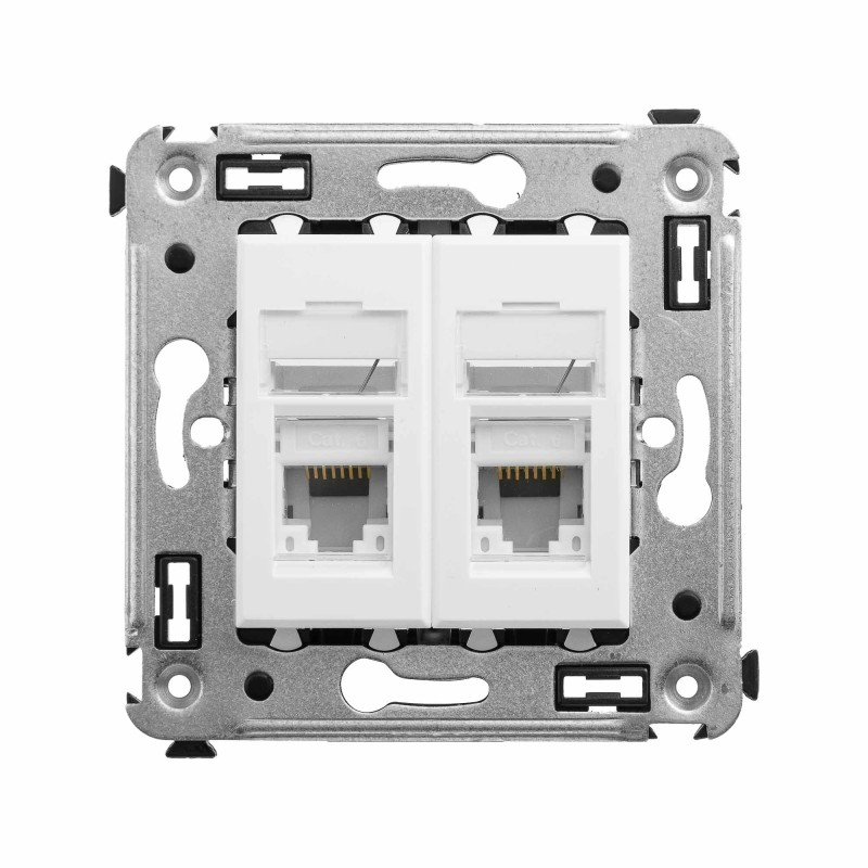 Розетка RJ-45 в стену, кат.6 двойная, Avanti, 'Белое облако'